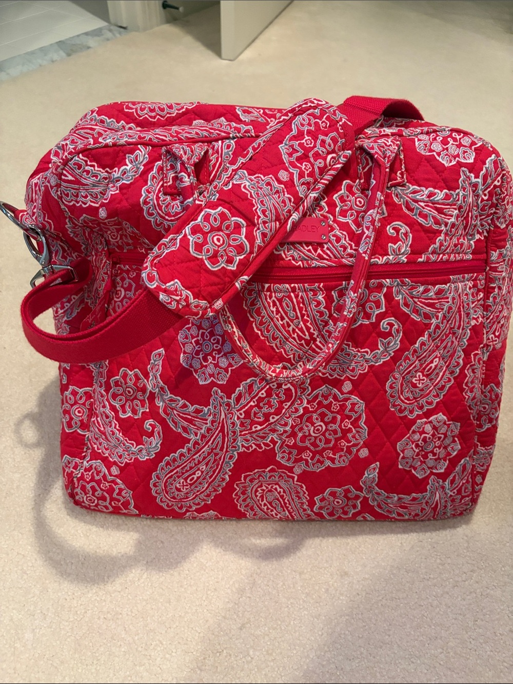 Vera Bradley Carry On Tote Bag in Raspberry Bandana Pattern